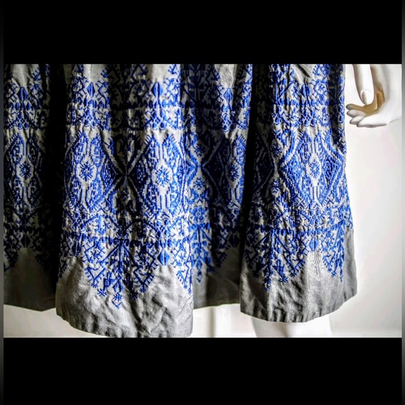 Beautiful $148 Anthropologie Floreat Sewing Circle Dress Gray/Blue - Sz 2/XS - Picture 4 of 7
